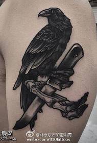 Simple crow dagger tattoo pattern