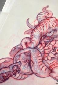 Europese manuskrip vir die tatoeëerpatroon van die slang-olifantpersoonlikheid