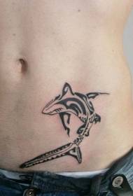 waist tribal style black shark totem tattoo pattern