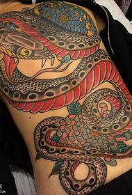 tilbage store blomster slange tatovering mønster