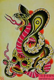 popular classic school style snake tattoo manuscript