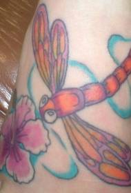 dragonfly and color flower tattoo pattern