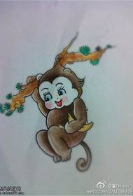 Kleur Cartoon Monkey Tattoo Manuscript foto