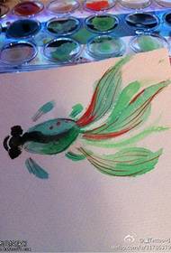 color personality ink goldfish tattoo manuscript picture