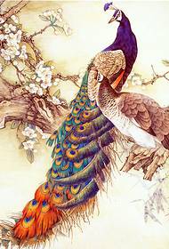 classic peacock tattoo pattern