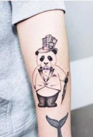 girl arm on black gray sketch creative cute panda Tattoo picture