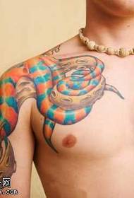 Axel tatuering mönster för axel färg blomma orm
