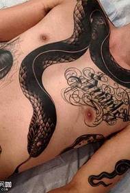 chest black snake tattoo pattern