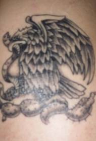 Mexico Eagle Hunting Snake and Cactus Tattoo Pattern