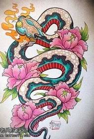 Manuscript colorful school snake tattoo pattern