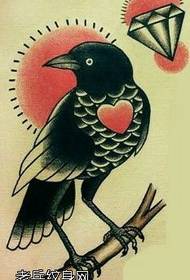 eskuizkribua Errealismoaren Raven Tattoo Pattern
