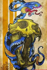 velmi populární barevný rukopis hadího tetování