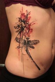 side ribs wonderful watercolordragonfly tattoo pattern