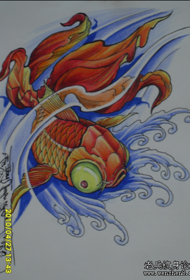 узор татуіроўкі залатых рыбак: каляровы малюнак татуіроўкі