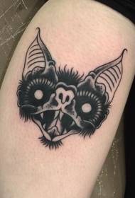 patrón de tatuaje de avatar de murciélago vampiro negro simple de la vieja escuela