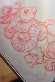 Manuscris de tatuaj șarpe iepure școală europeană