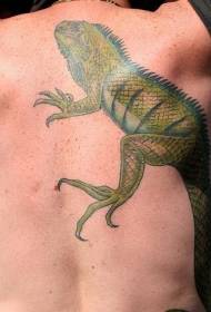 腰側逼真的彩色蜥蜴紋身圖案