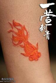 leg color small goldfish tattoo pattern