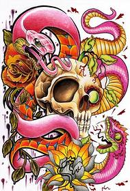 kleur python tattoo manuskrippatroonfoto