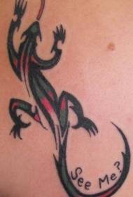 belly Colour tribal lizard tattoo mokhoa