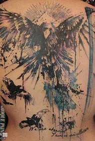 back small crow tattoo pattern