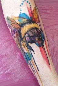 female arm water Color bee tattoo pattern