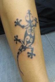 leg Black minimalist tribal lizard tattoo picture