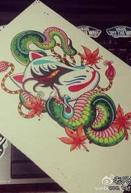 un manuscrit de tatouage de serpent et masque populaire