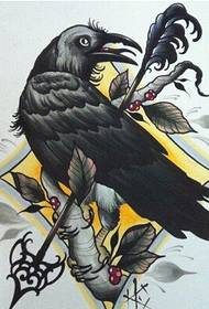 classic fashion trend good-looking crow tattoo manuscript pattern picture