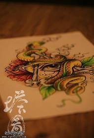 Colored Snake God Eye Tattoo Manuscript Pattern