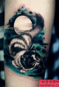 Patrón de tatuaje pop lindo gatito