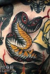 a multi-eye snake tattoo pattern of the abdomen