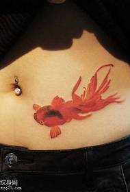 side waist red goldfish tattoo pattern