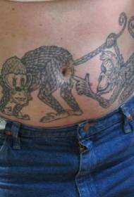 Vatsan hauska apina perse tatuointi malli