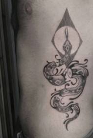zēnu sānu jostasvieta uz melna pelēka punkta ērkšķa abstraktas līnijas mazu dzīvnieku čūsku tetovējuma attēls