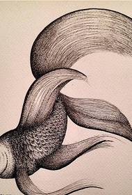 Krásny a krásny rukopis tetovanie zlatú rybku, aby si obrázok