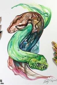 Naskah melukis dua pola tato ular