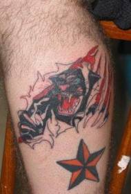 bras couleur peau arrachement motif de tatouage panthère noire