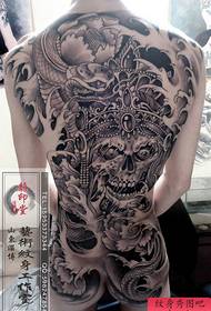 super handsome cool back snake and skull tattoo pattern