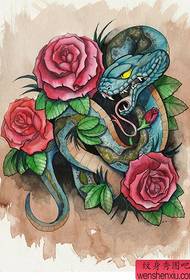 Tatuaje Show Recomenda unha obra de manuscrito do tatuaje da flor de peonia de serpe peonia coloreada