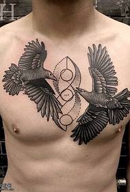 Chest pigeon tattoo pattern