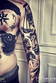 patrún tattoo panther dubh faoin bhrollach