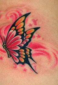 Patrón de tatuaje: imagen de patrón de tatuaje de mariposa de color impresionante