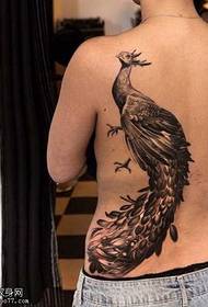 ຮູບແບບ tattoo peacock ກັບຄືນໄປບ່ອນ