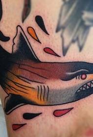 mkono wa rangi ya shule ya zamani ya shark tattoo