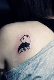 girl shoulder Back cute totem panda tattoo pattern