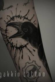 arm black crow tattoo pattern