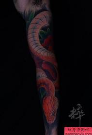 лепо обојени узорак тетоваже змија и божура