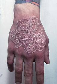 entangled black and white snake tattoo