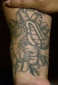 Aztec stone statue tattoo pattern